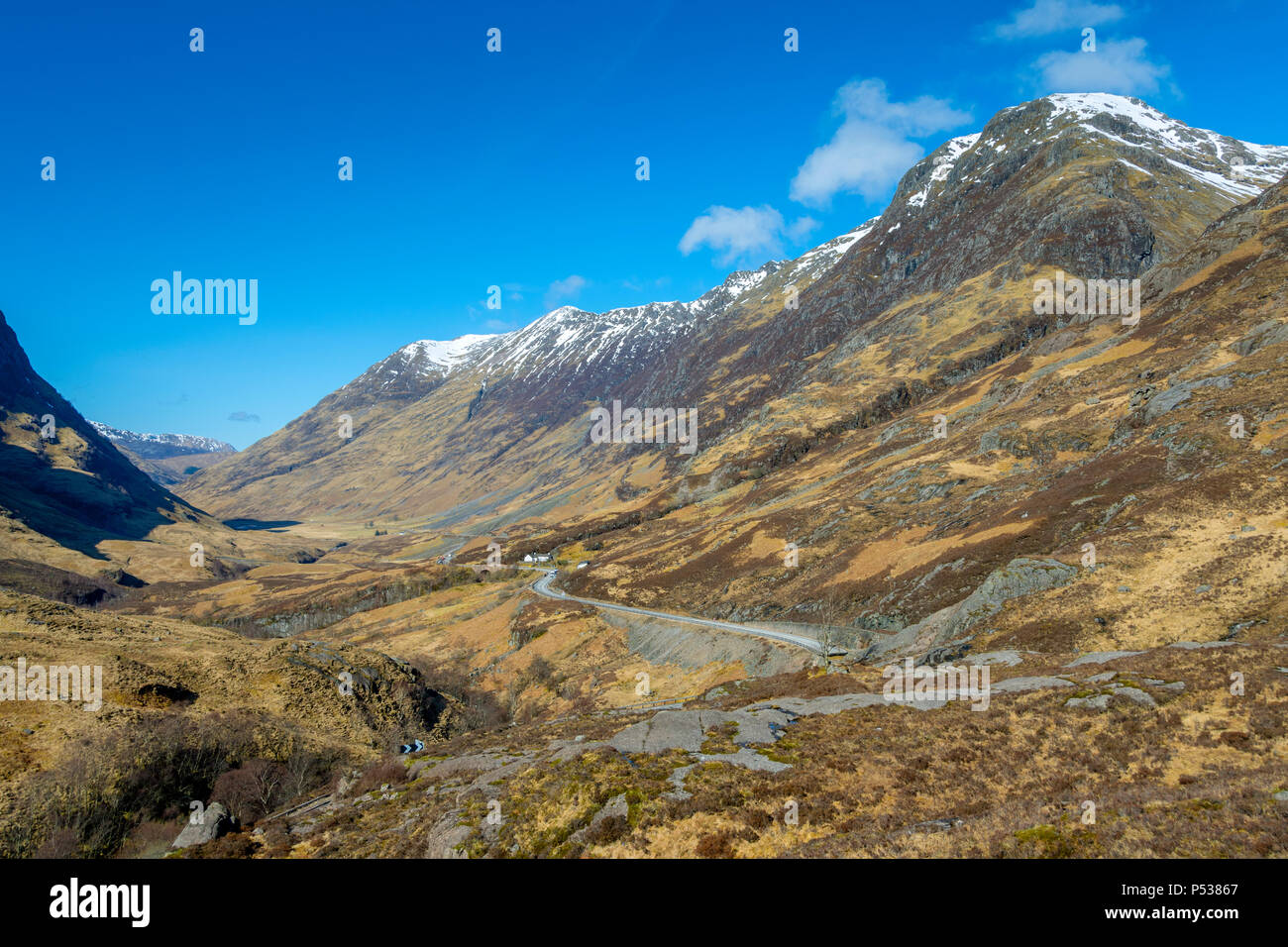 The Aonach Eagach ridge, from the old military road, Glencoe, Highland Region, Scotland, UK Stock Photo