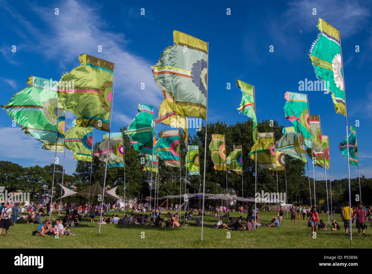 Glastonbury festival flags Stock Photo Alamy