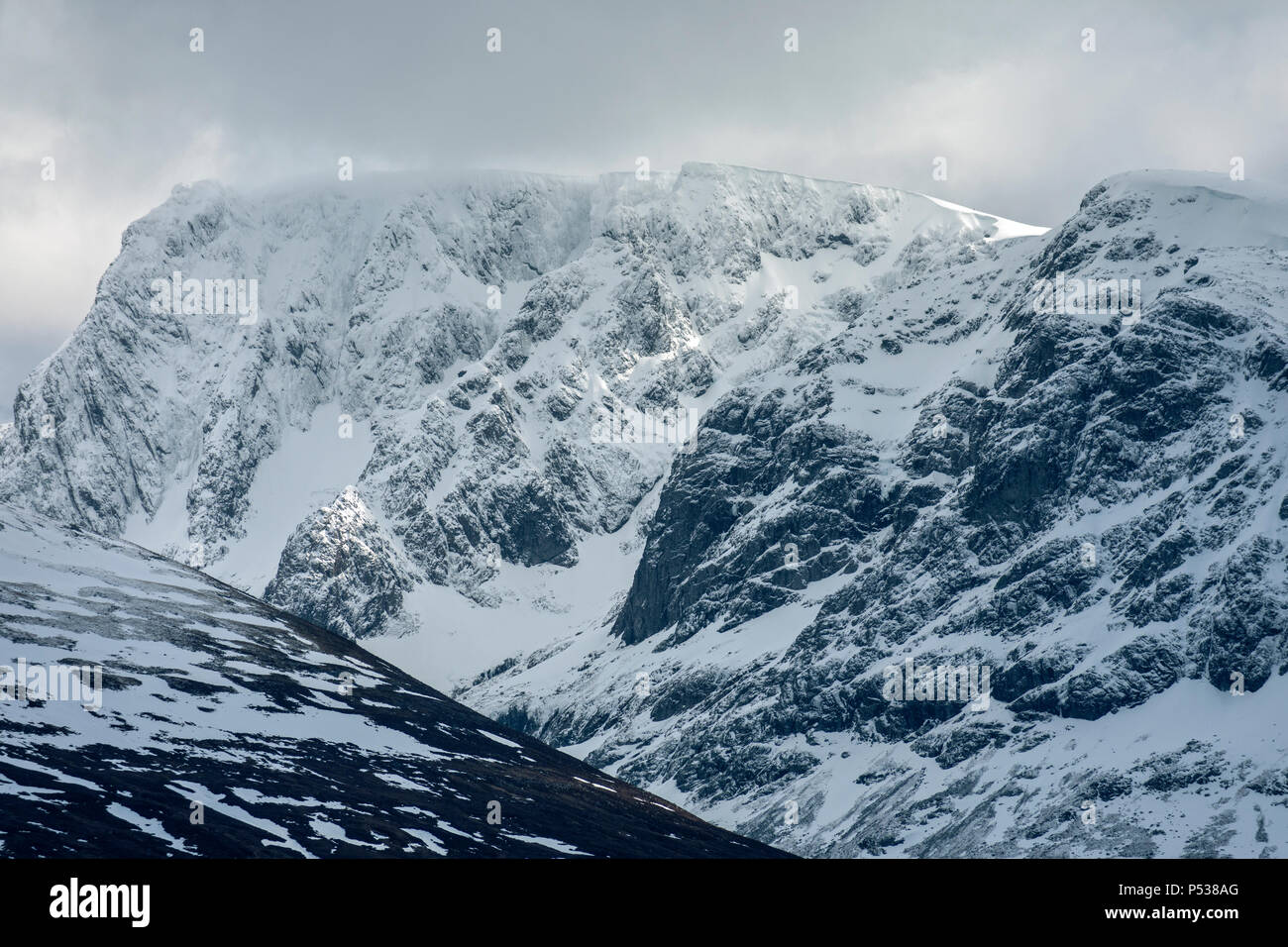 The North Face of Ben Nevis from the Great Glen, near Fort William, Highland Region, Scotland, UK Stock Photo