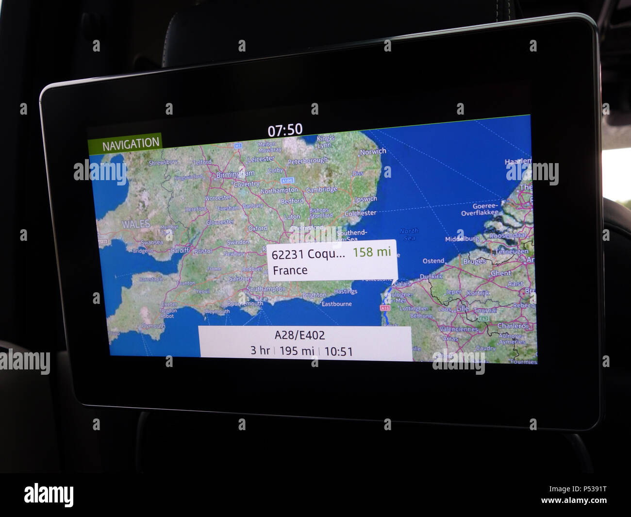 Rear seating individual TV Monitor and entertainment system with Sat Nav route showing live