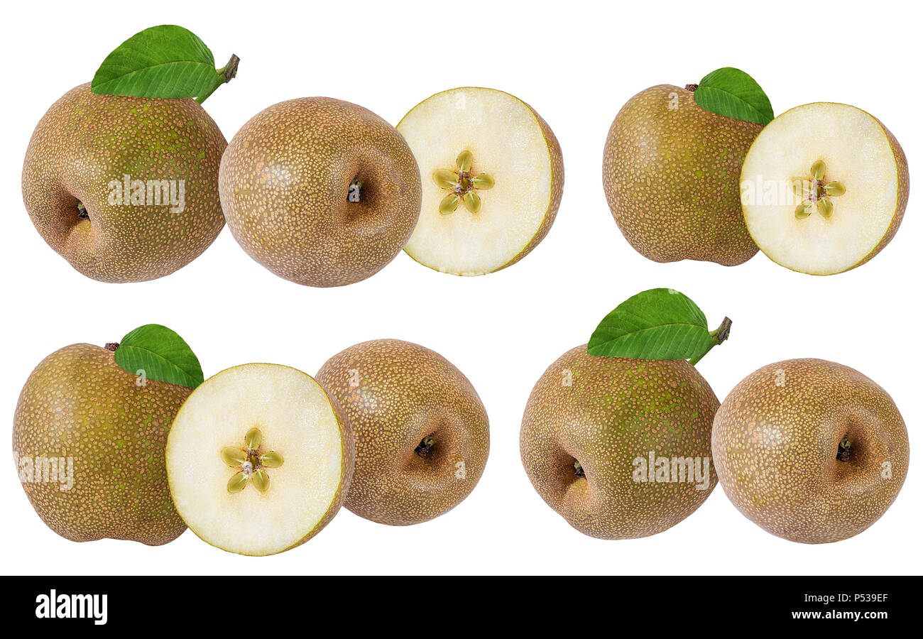 Asian pear(Pyrus pyrifolia) isolated on white background. Stock Photo