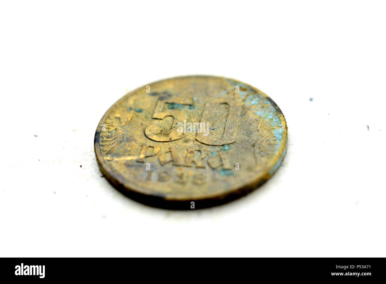 old dirty coin from yugoslavia, image of a Stock Photo