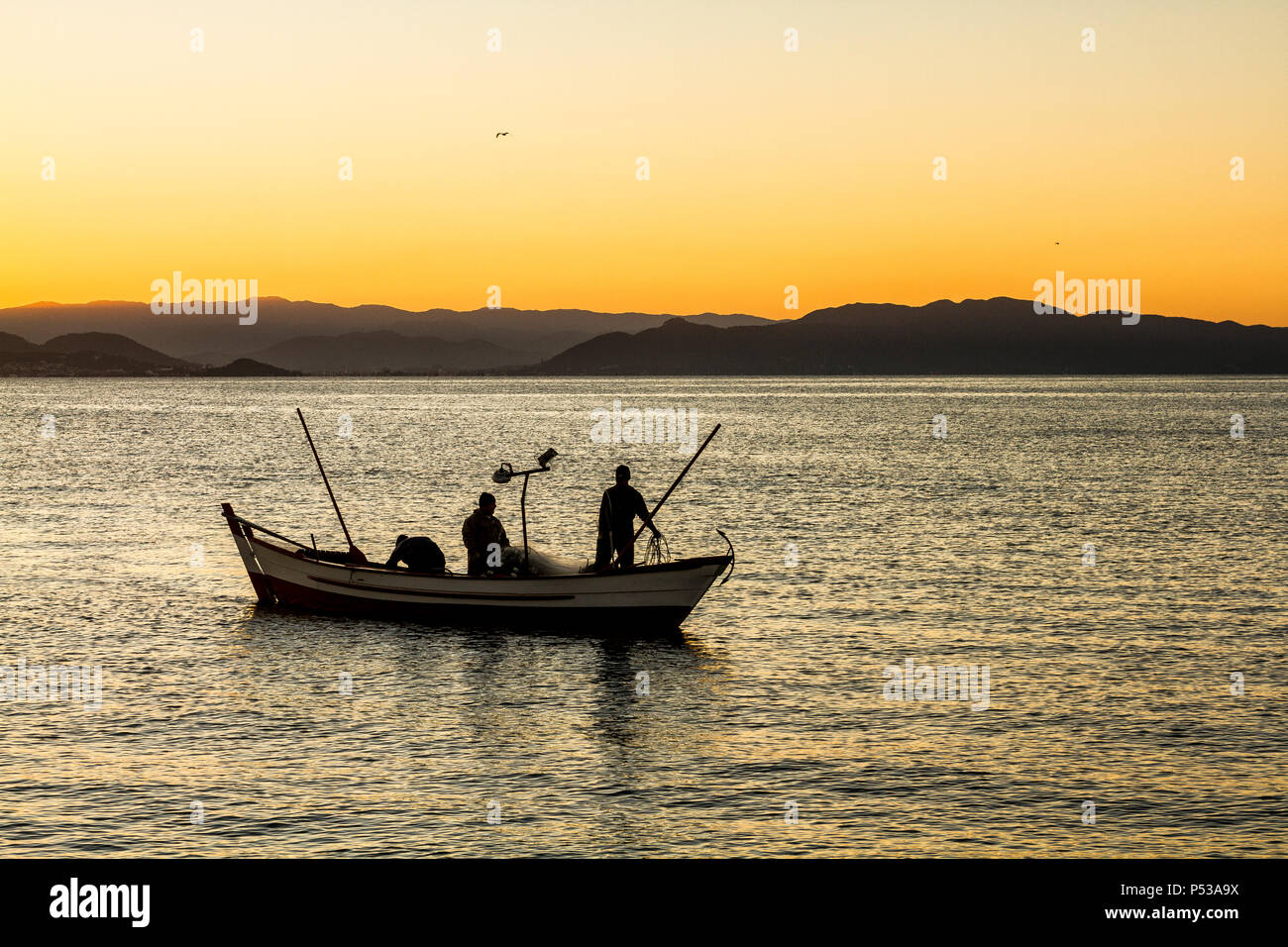 Fishing boat silhouette hi-res stock photography and images - Alamy