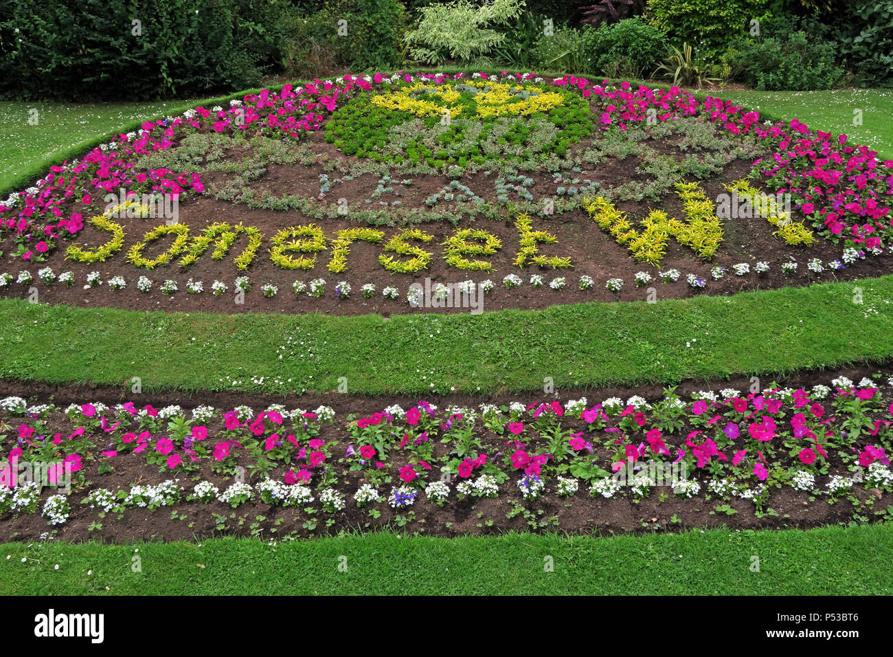 Somerset WI Flower Display - Vivary Park, Taunton - Upper High St, Taunton, Somerset, South West England, UK,  TA1 3SX Stock Photo