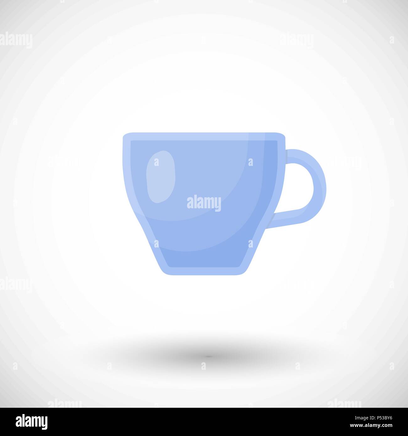 Glass clear cup vector flat icon, flat design of kitchen object with ...