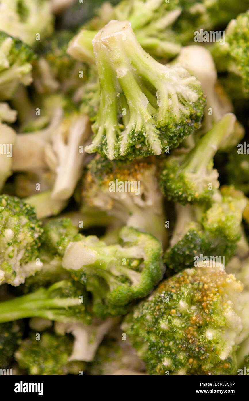 Frozen broccoli spread out evenly Stock Photo Alamy
