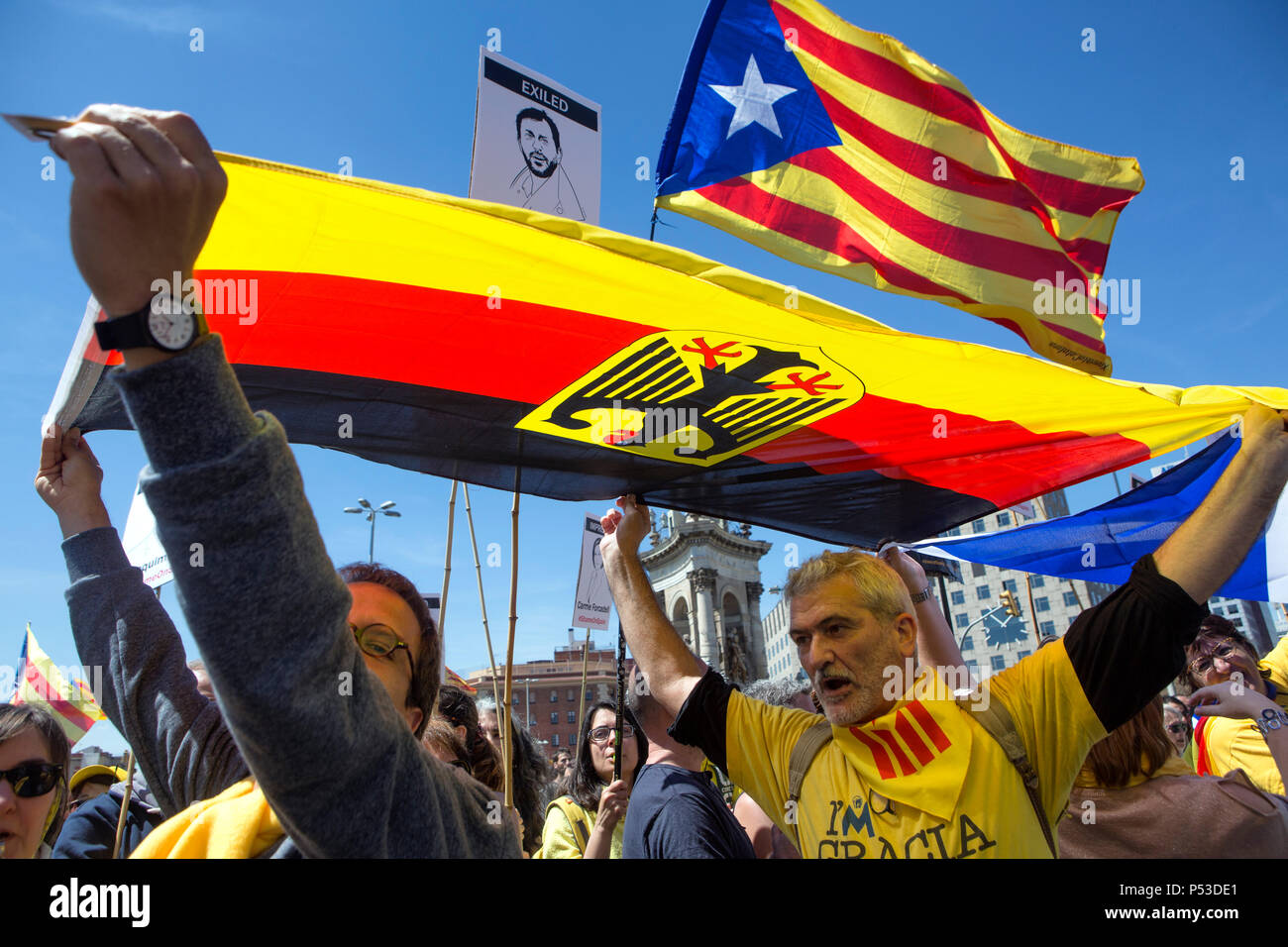 Barcelona,   Spain - More than half a million people in a peaceful demonstration for the independence of Catalonia Stock Photo