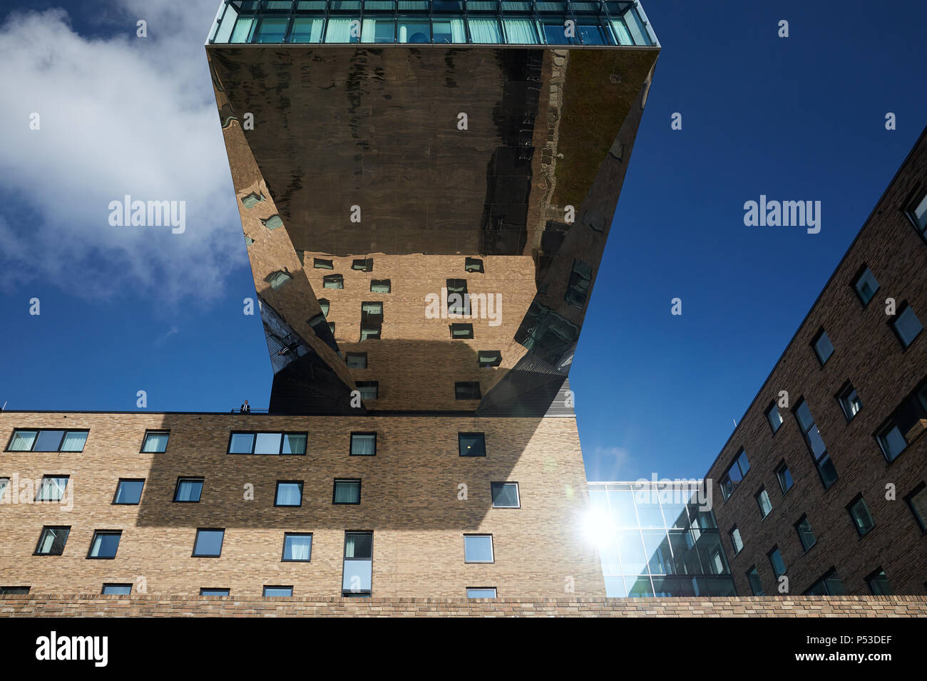 Berlin, Germany - View of the nhow hotel in Berlin-Friedrichshain with its striking architecture on the banks of the Spree. Stock Photo