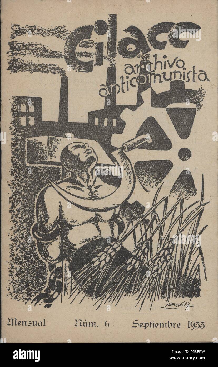 Portada de la revista mensual CILACC Archivo anticomunista, nº 6 de septiembre de 1933, publicada en Madrid. Stock Photo