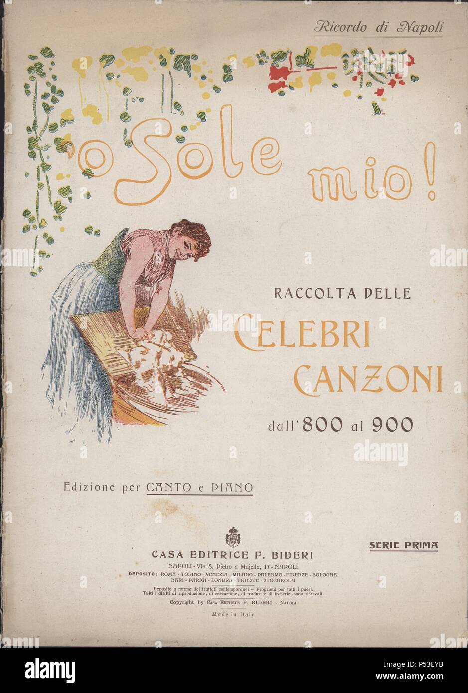 Portada De La Partitura Musical O Sole Mio Musica De E Di Capua Impresa En Napoles En 1952 Stock Photo Alamy