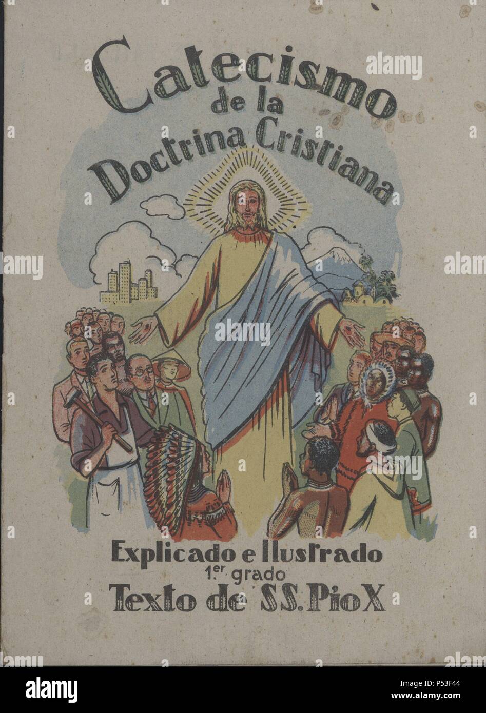 Portada del Catecismo de la Doctrina Cristiana, texto de Su Santidad Pio X.  Publicado en Barcelona, 1940 Stock Photo - Alamy