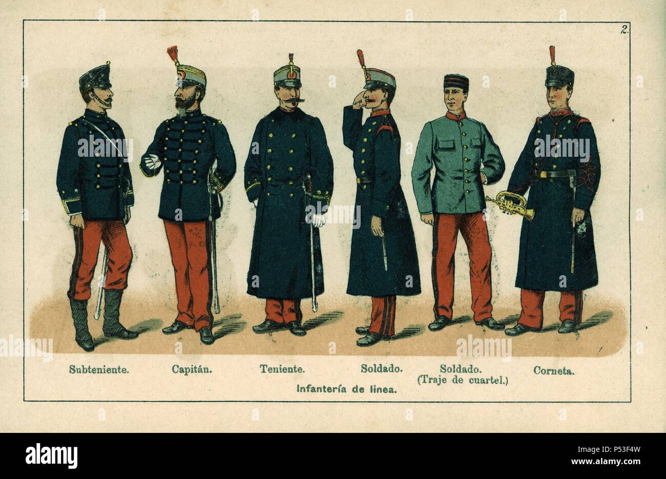 Uniformes del Ejército español. Año 1888. Infantería de línea Stock Photo -  Alamy