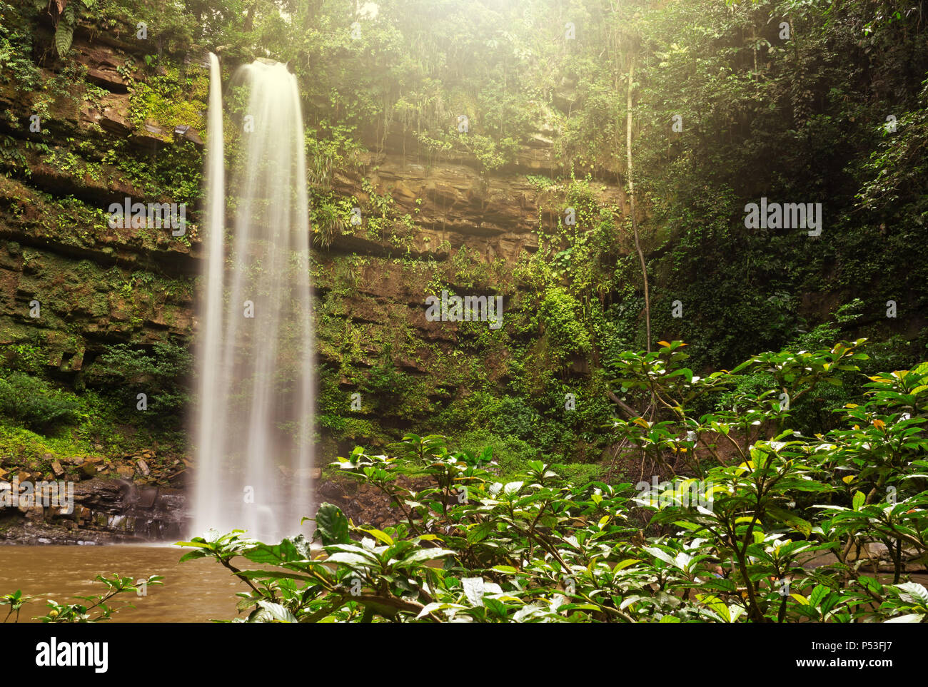 Ginseng waterfall in near Ginseng Camp in Maliau Basin Sabah Borneo Malaysia Stock Photo