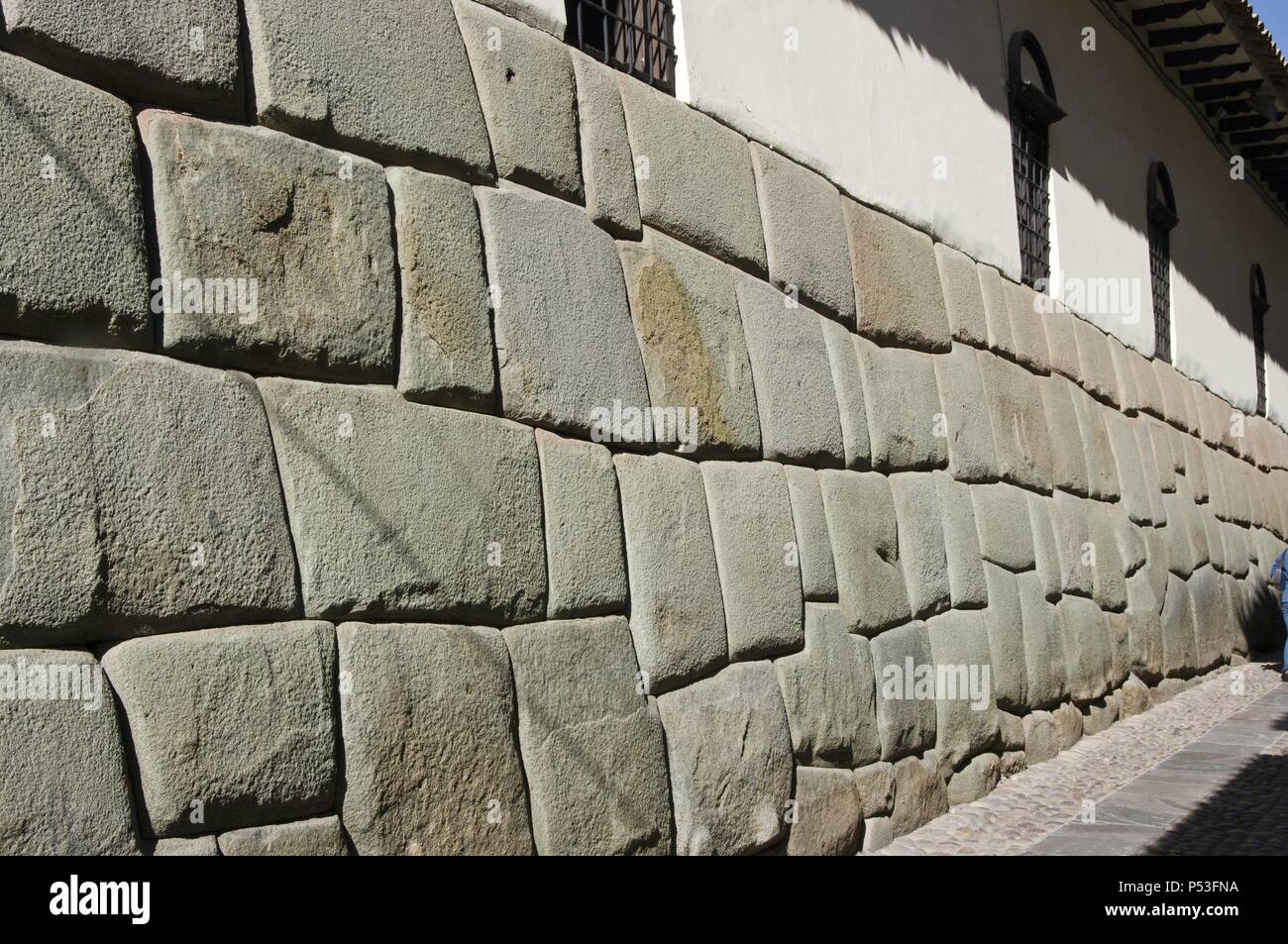 Peru. Cusco city. Hatun Rumiyoc street. Inca wall. Stock Photo