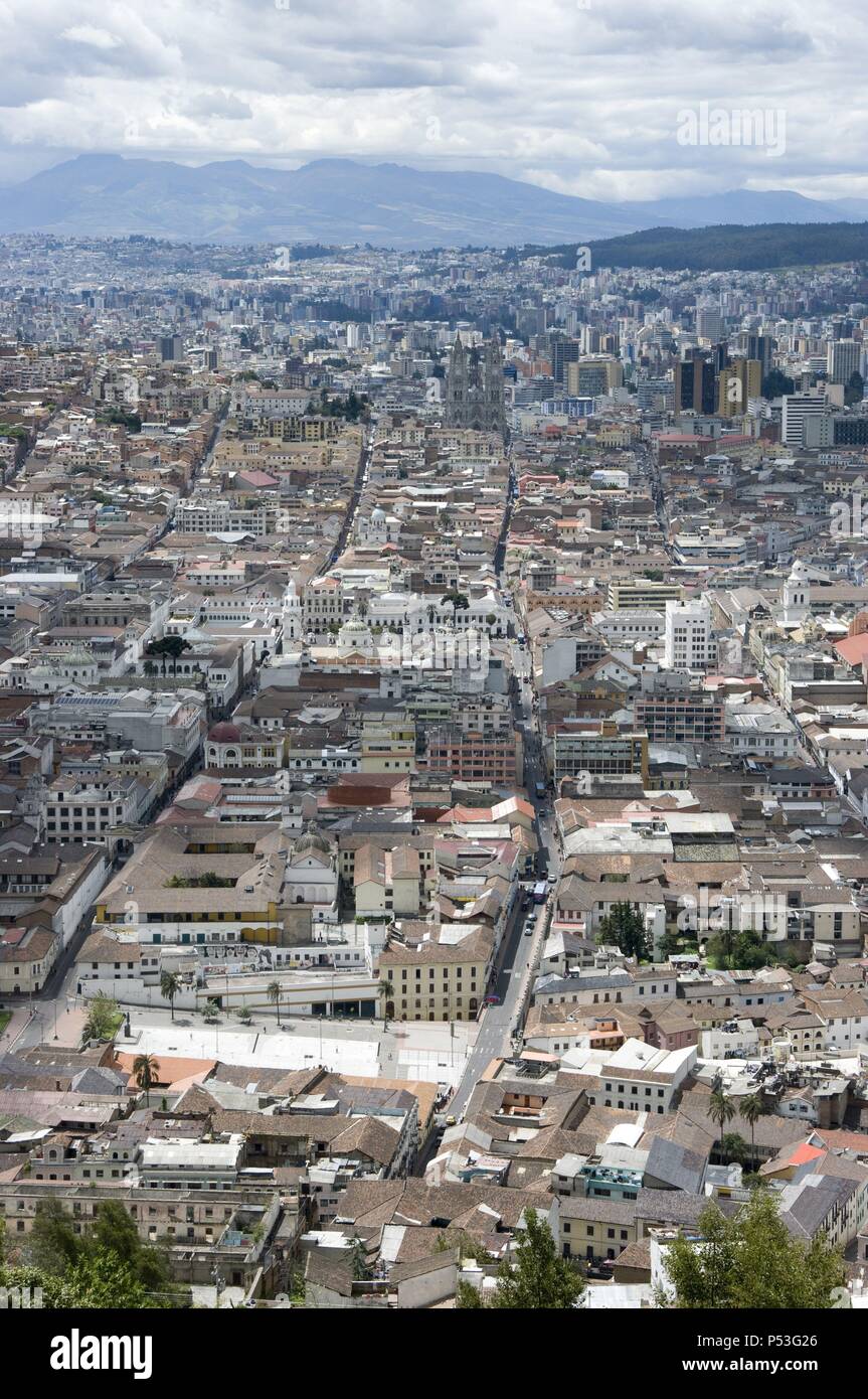 Ecuador. Quito. Historic center and modern city. . Stock Photo