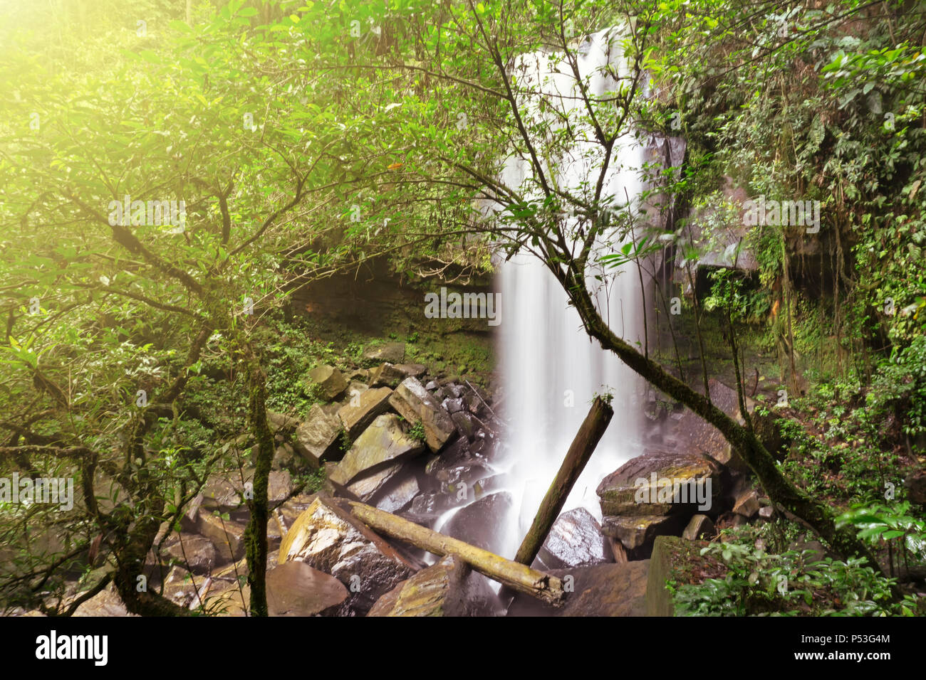 Waterfall near Ginseng Camp in Maliau Basin Sabah Borneo Malaysia Stock Photo