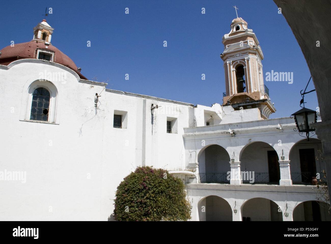 The Church and Convent of San Roque. Historic center of Puebla, Mexico. Stock Photo