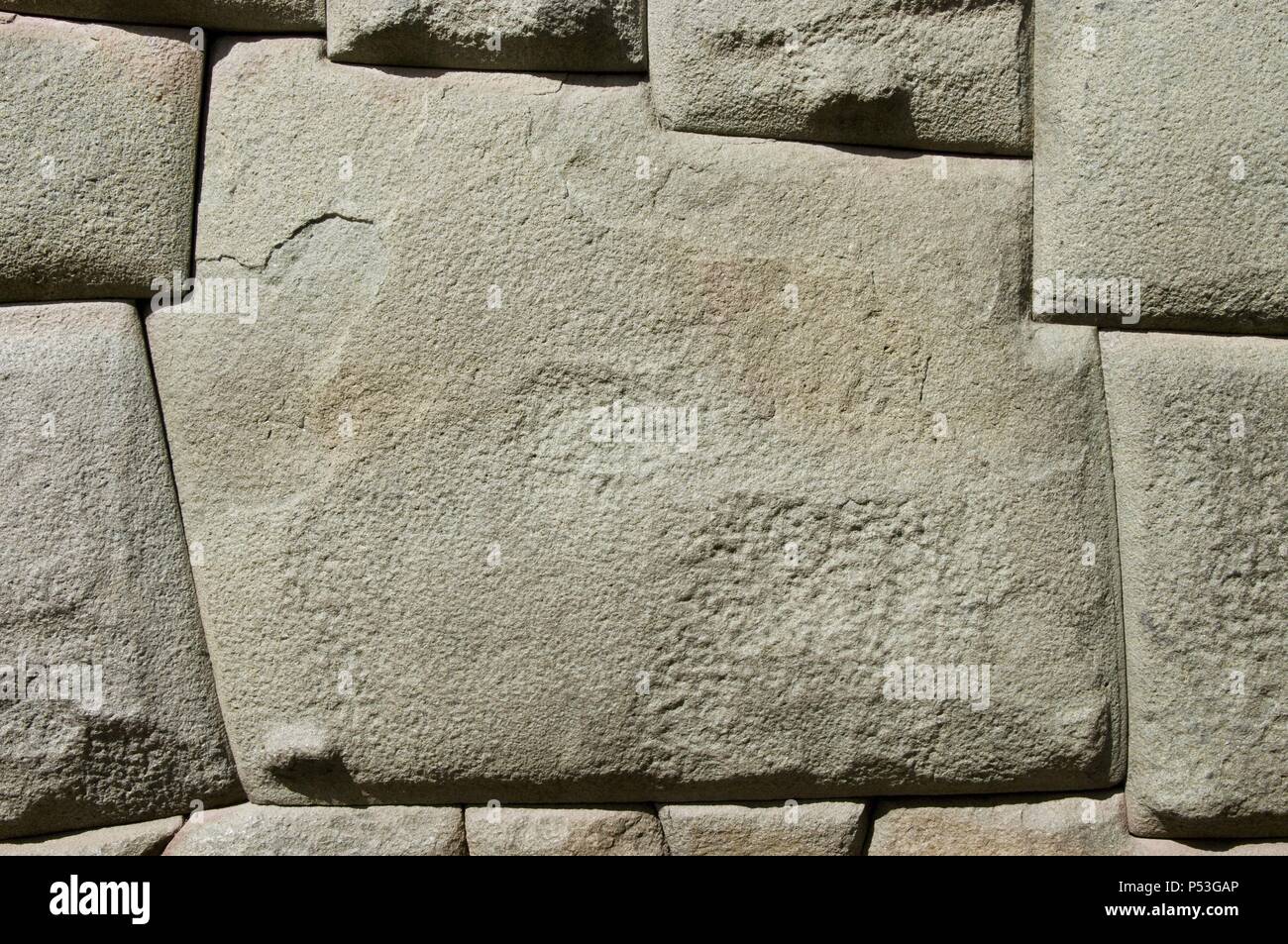 Peru. Cusco city. Hatun Rumiyoc street. Stone of twelve angles. Stock Photo
