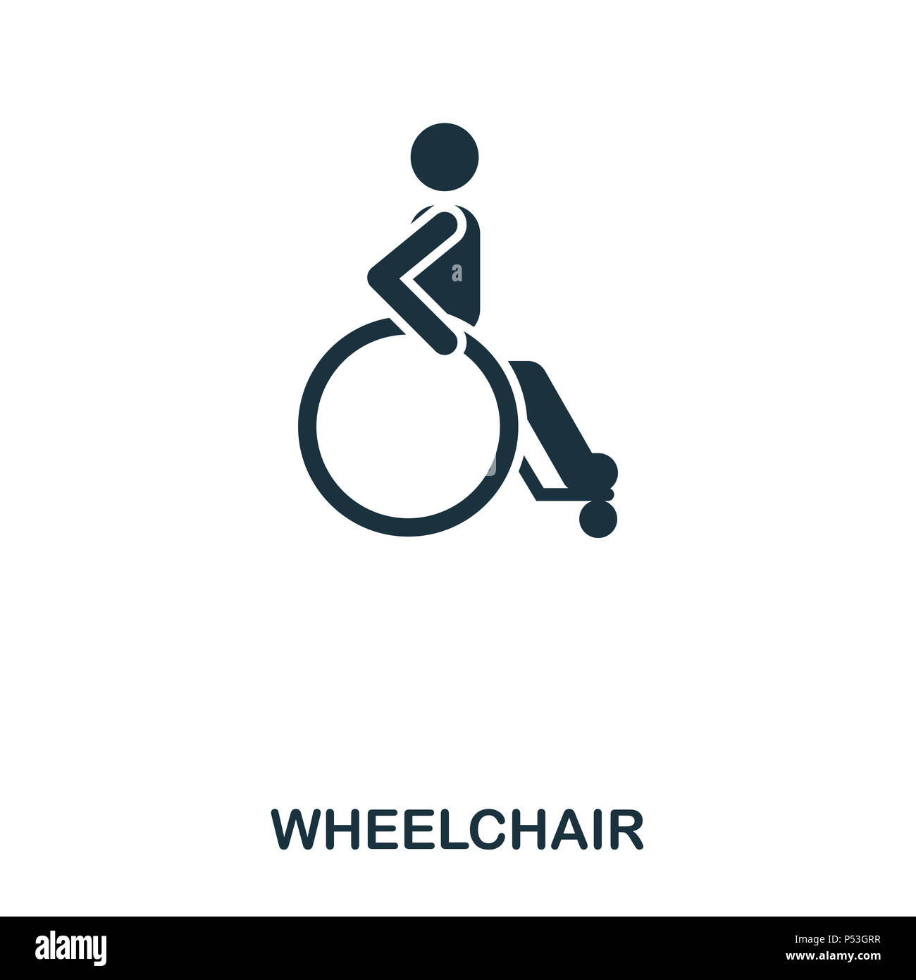 Wheelchair icon. Line style icon design. UI. Illustration of wheelchair icon. Pictogram isolated on white. Ready to use in web design, apps, software, print. Stock Photo