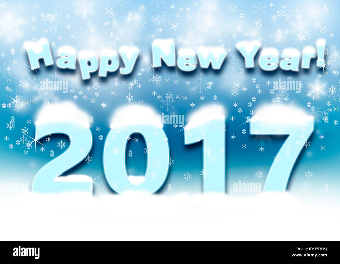 inscription happy new year and 2017 and snowflakes Stock Photo