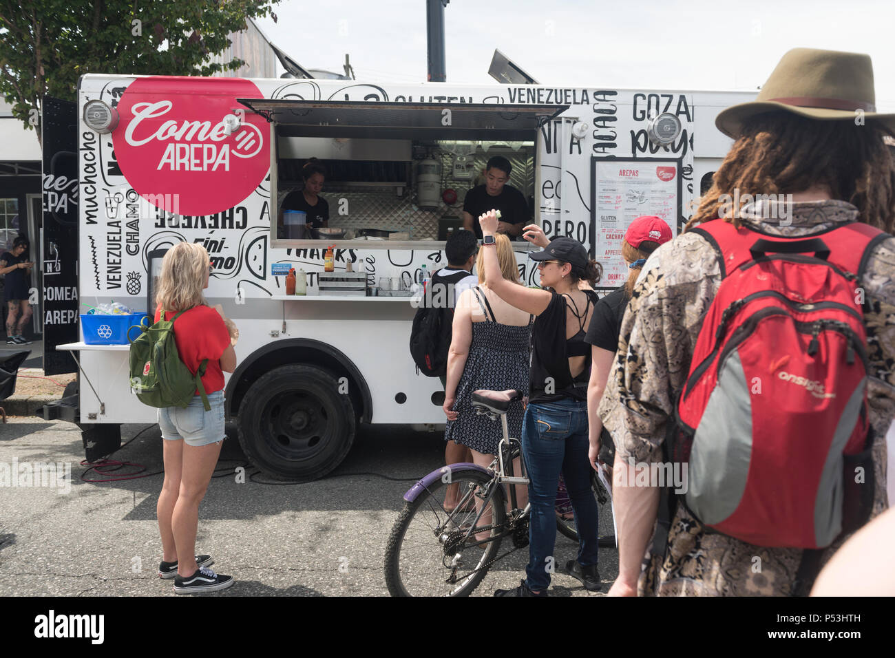 Food truck parked on a Vancouver street Stock Photo Alamy