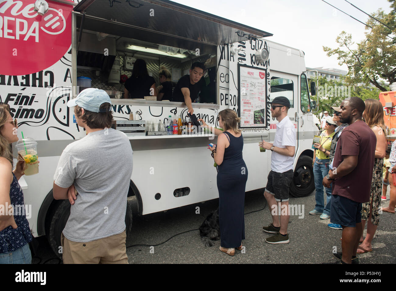 Food truck parked on a Vancouver street Stock Photo Alamy