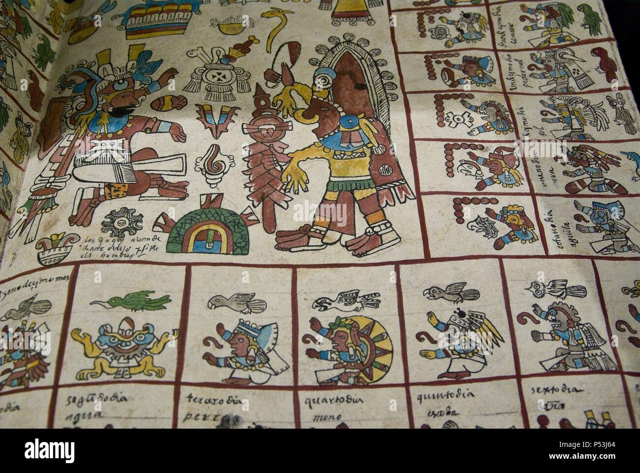 Mexico.Mexico city.National Museum of Anthropology.Mexica-Aztec culture.Codex Borbonicus. Stock Photo