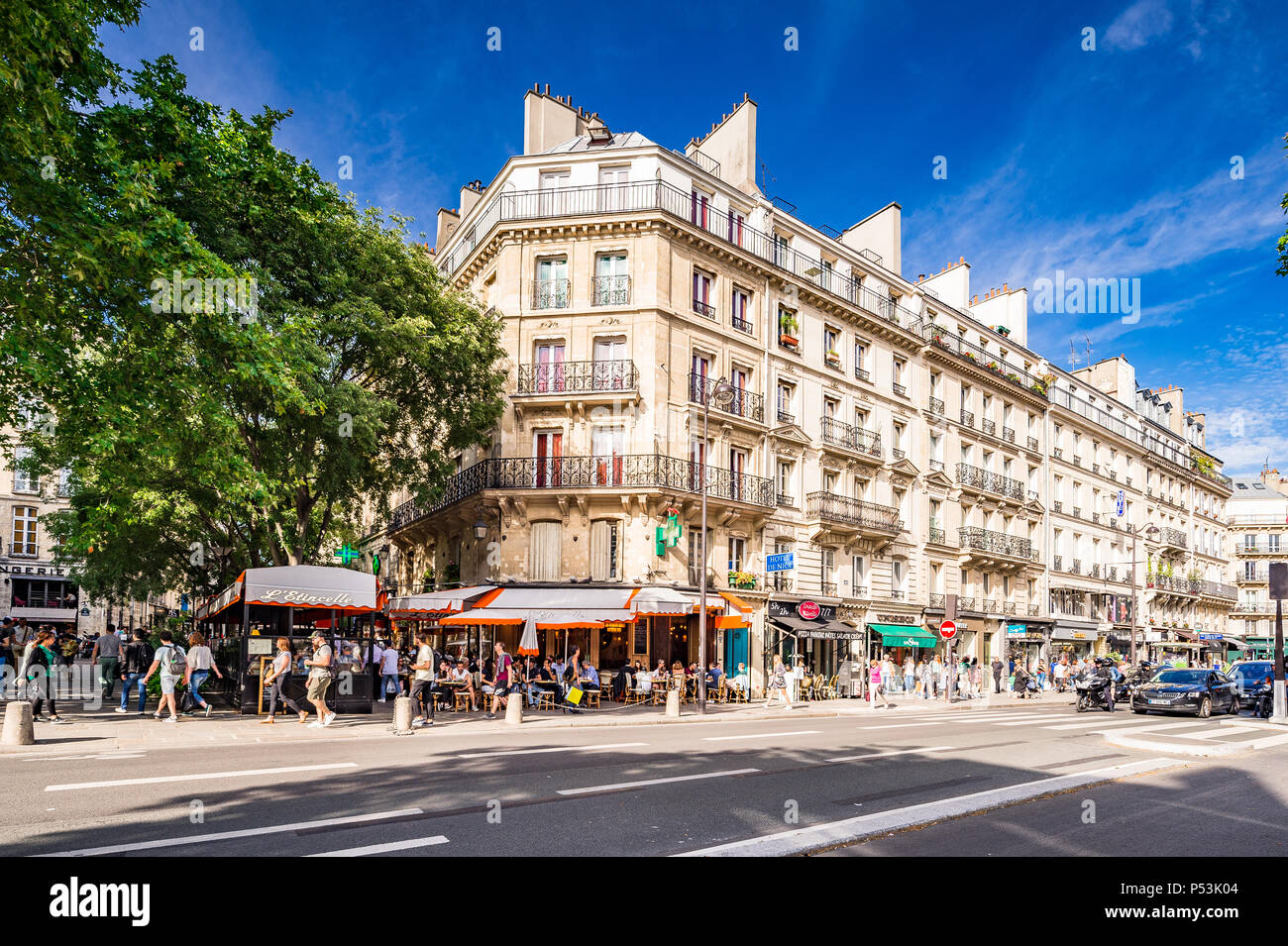 The beautiful streets of the Marais area in Paris, France Stock Photo
