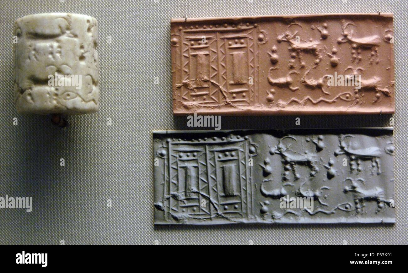 Mesopotamia White Calcite Cylinder Seal From Mesopotamia - 
