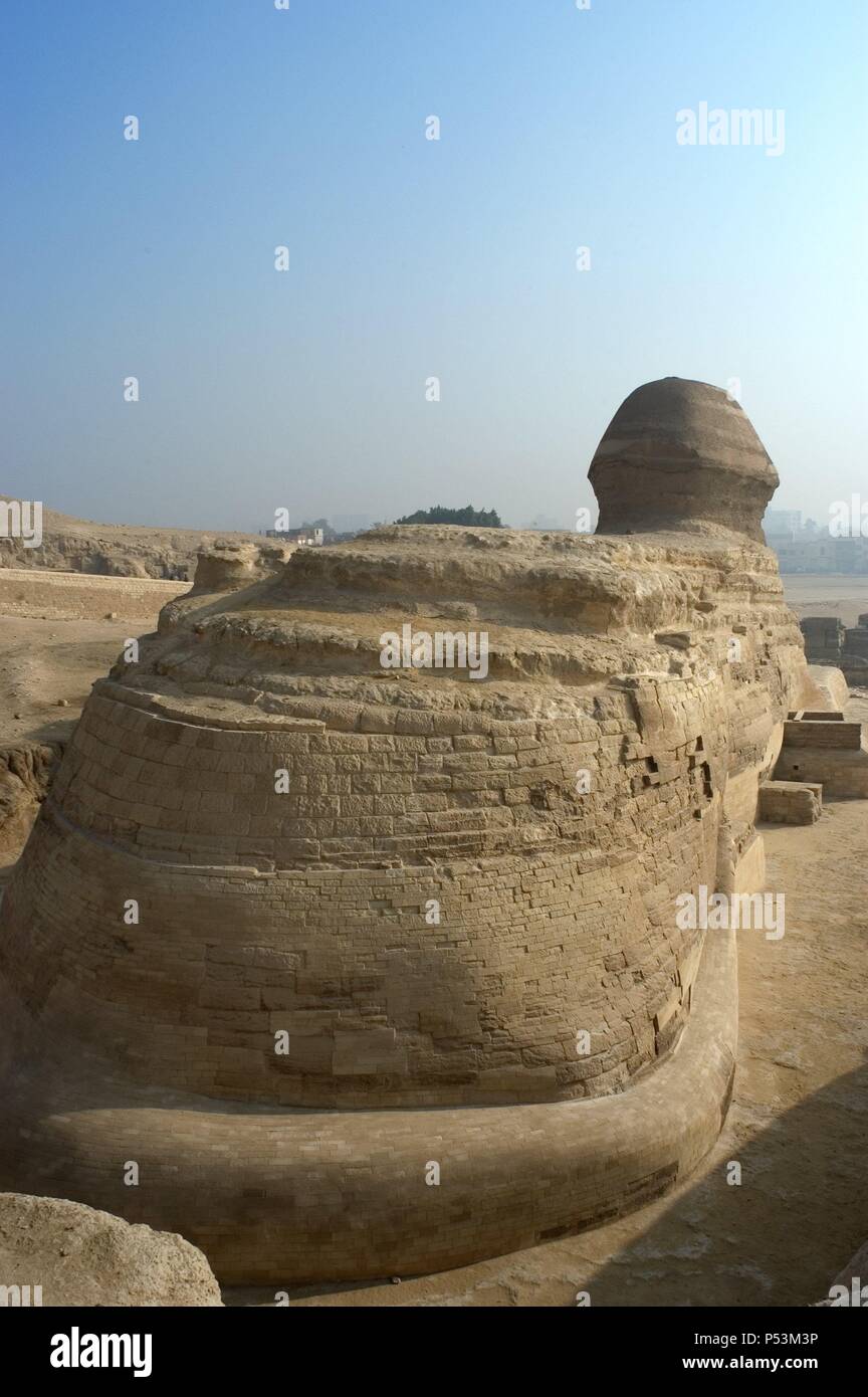 Egypt. Great Sphinx of Giza. Limestone statue with lion body and human