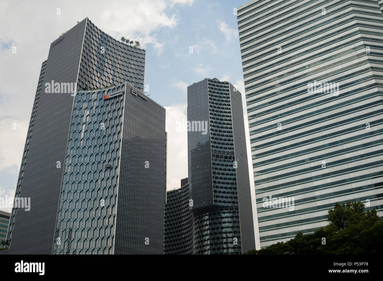 31.01.2018, Singapore, , Singapore - A look at the two towers of the DUO project of the German architect Ole Scheeren. The mixed use includes offices, Stock Photo