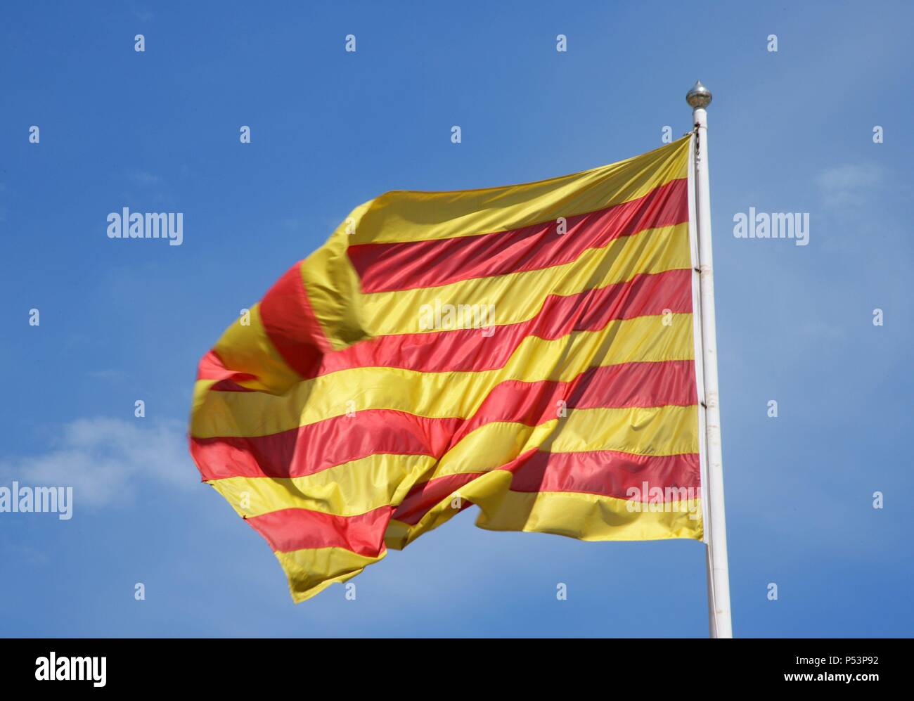 Catalan flag waving. Stock Photo