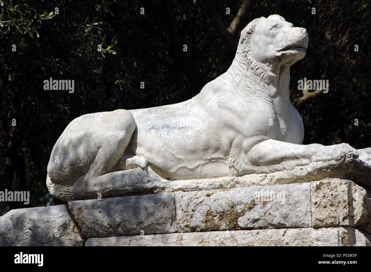 ARTE GRIEGO. GRECIA. Escultura de un PERRO en una TUMBA del CEMENTERIO