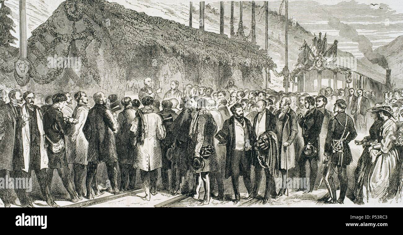 Switzerland. 19th century. Inauguration of the railroad of