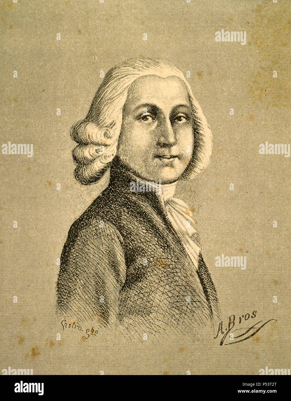 Luigi Boccherini (1743-1805). Violencelista y compositor italiano. Grabado de 1893.