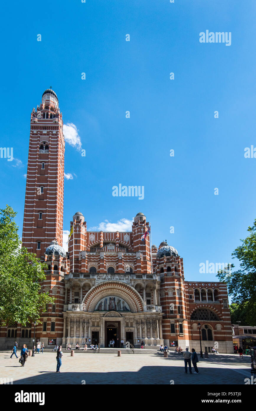 LONDON, UK - 18JUN2018: Westminster Cathedral  is the mother church of the Catholic Church  in England and Wales. Stock Photo