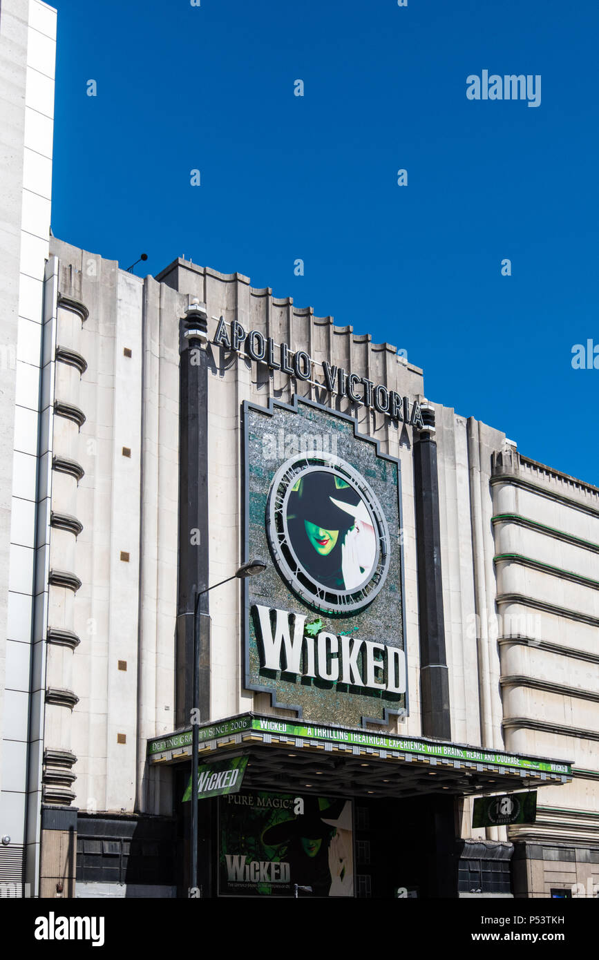 LONDON, UK - 18JUN2018: The Apollo Victoria Theatre, currently showing Wicked. Stock Photo