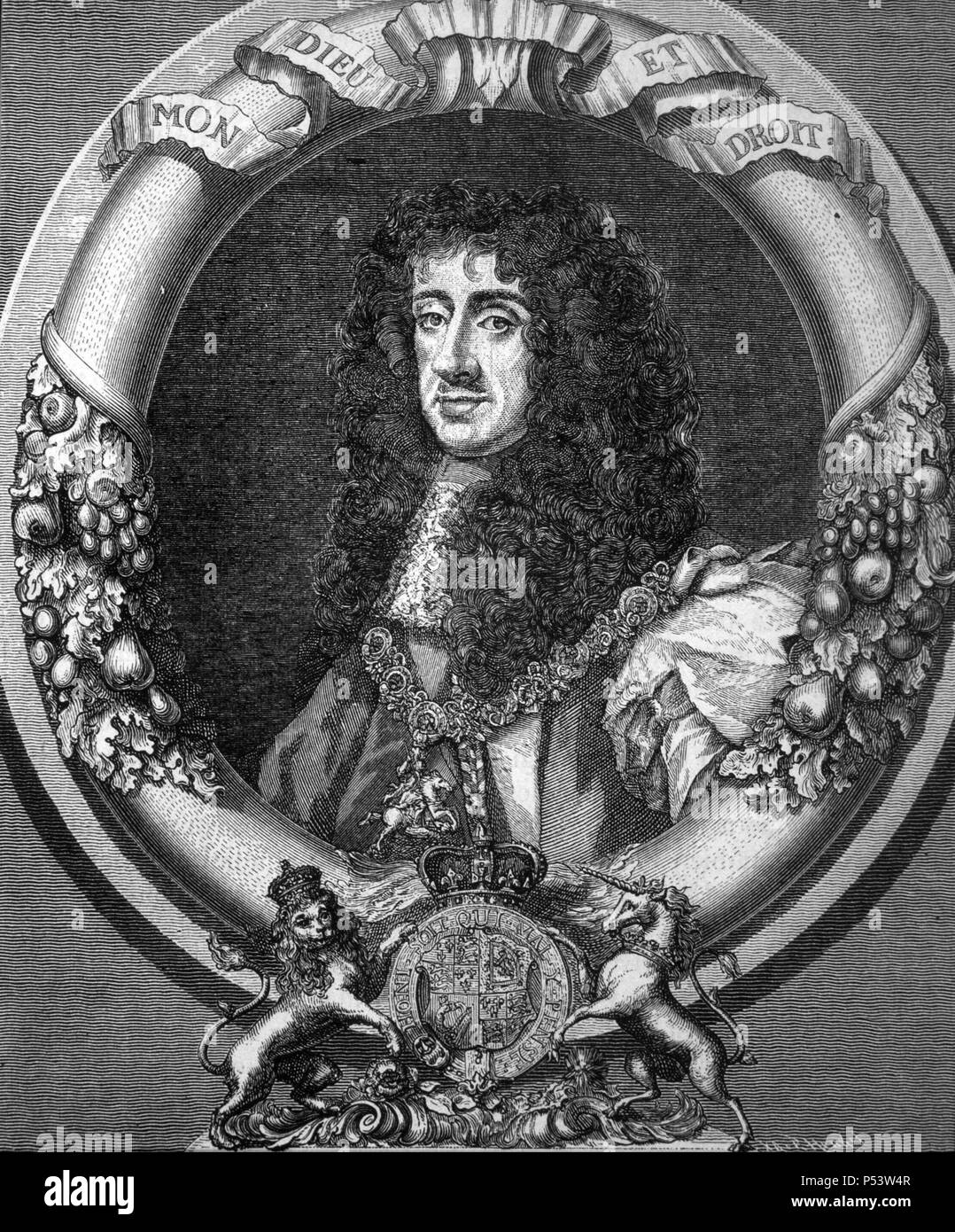 Carlos II de Inglaterra (1630-1685), rey de Inglaterra, Escocia e Irlanda desde 1660 hasta su muerte. Stock Photo