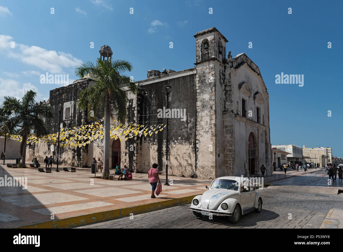 the church of san juan in the historic old town of san francisco de campeche, campeche, mexico Stock Photo