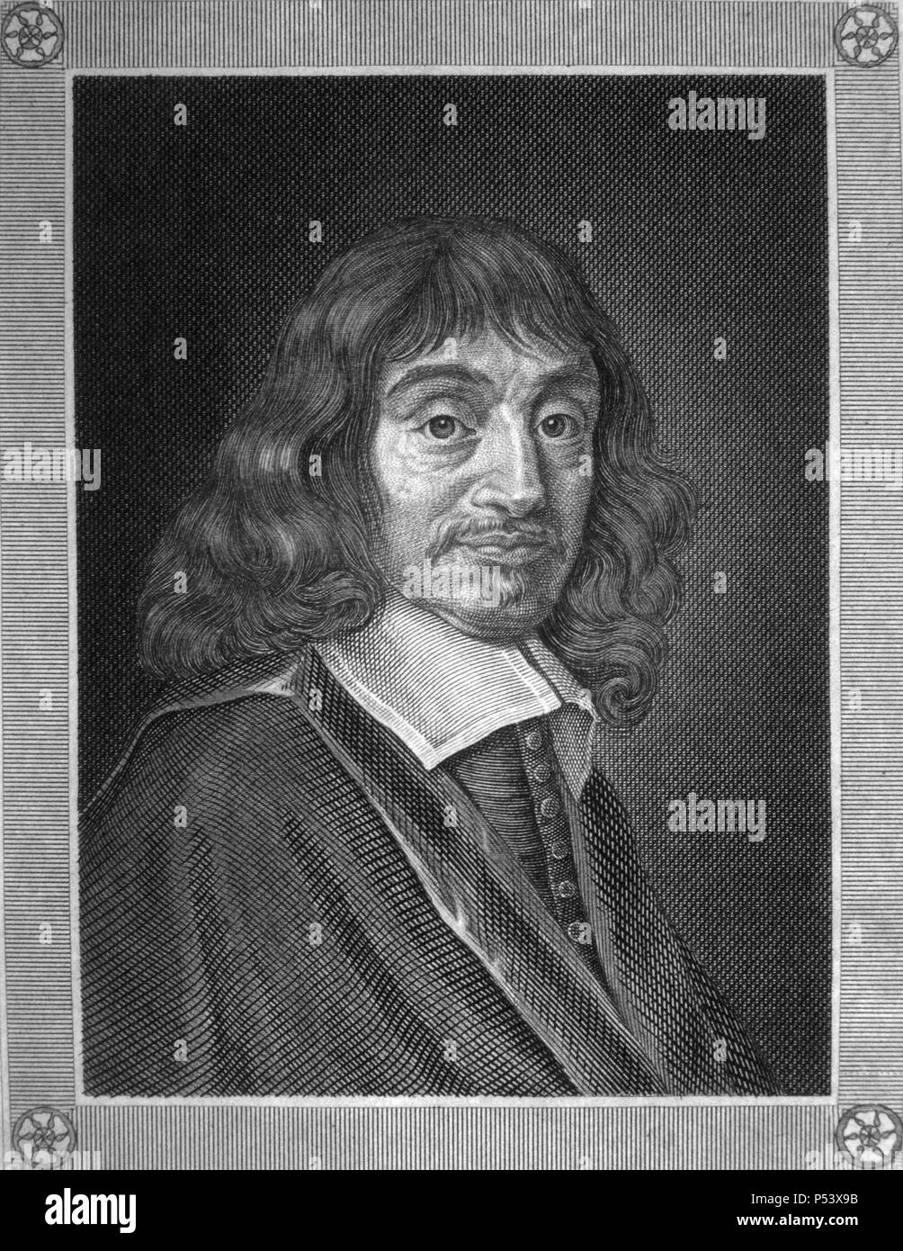 René Descartes (1596-1650), filósofo, matemático y físico francés. Grabado de 1857. Stock Photo