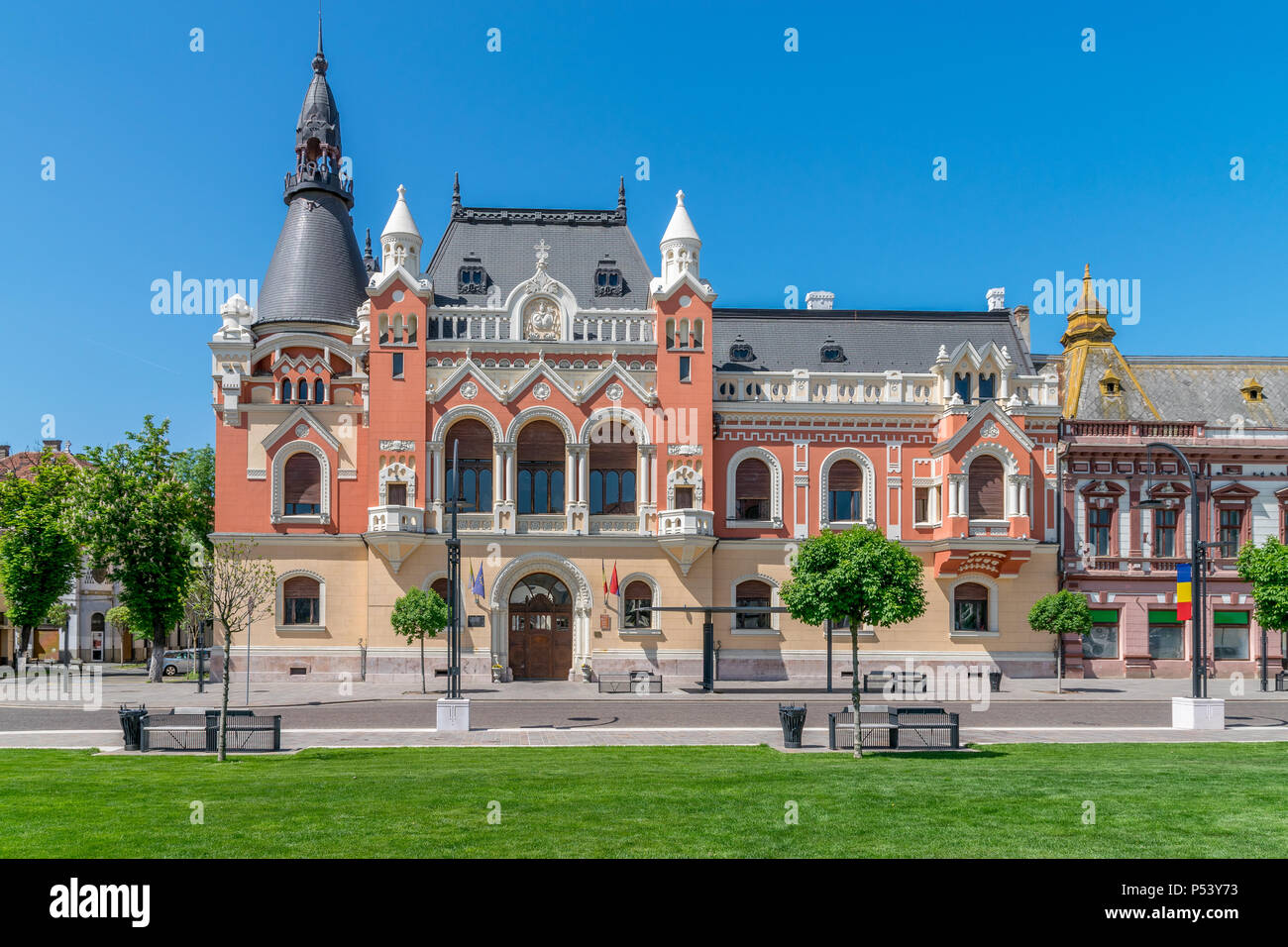 The Greek Catholic Bishop Palace in the center of Oradea, Romania, Crisana Region. Stock Photo