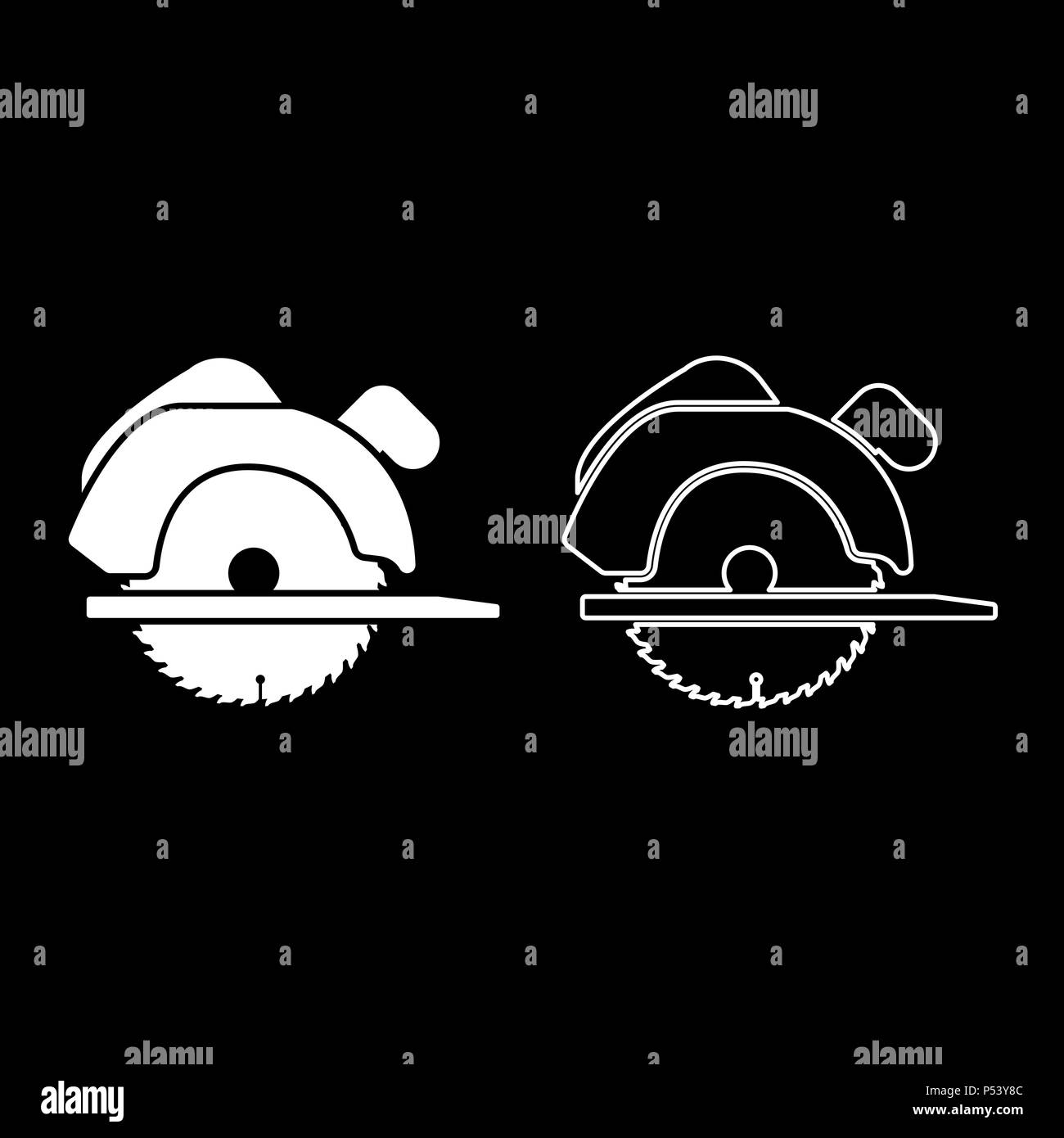 Manual circular saw icon set white color vector I flat style simple ...