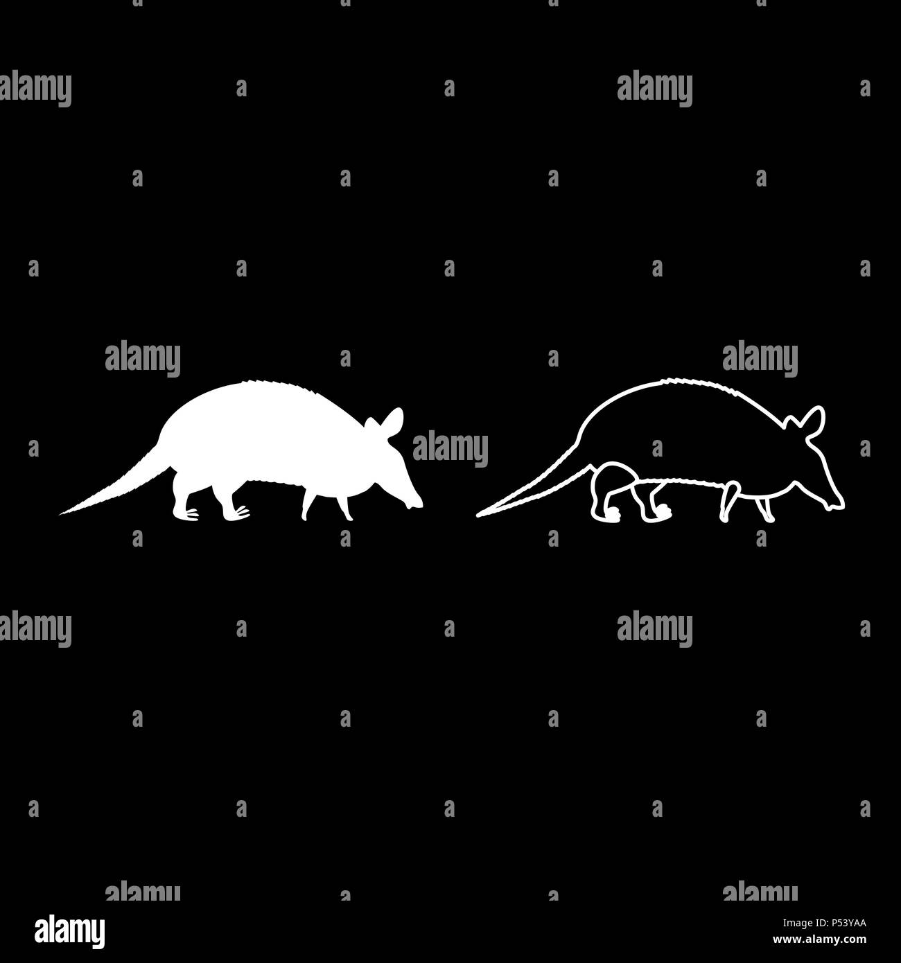 Armadillo icon set white color vector I flat style simple image Stock Vector