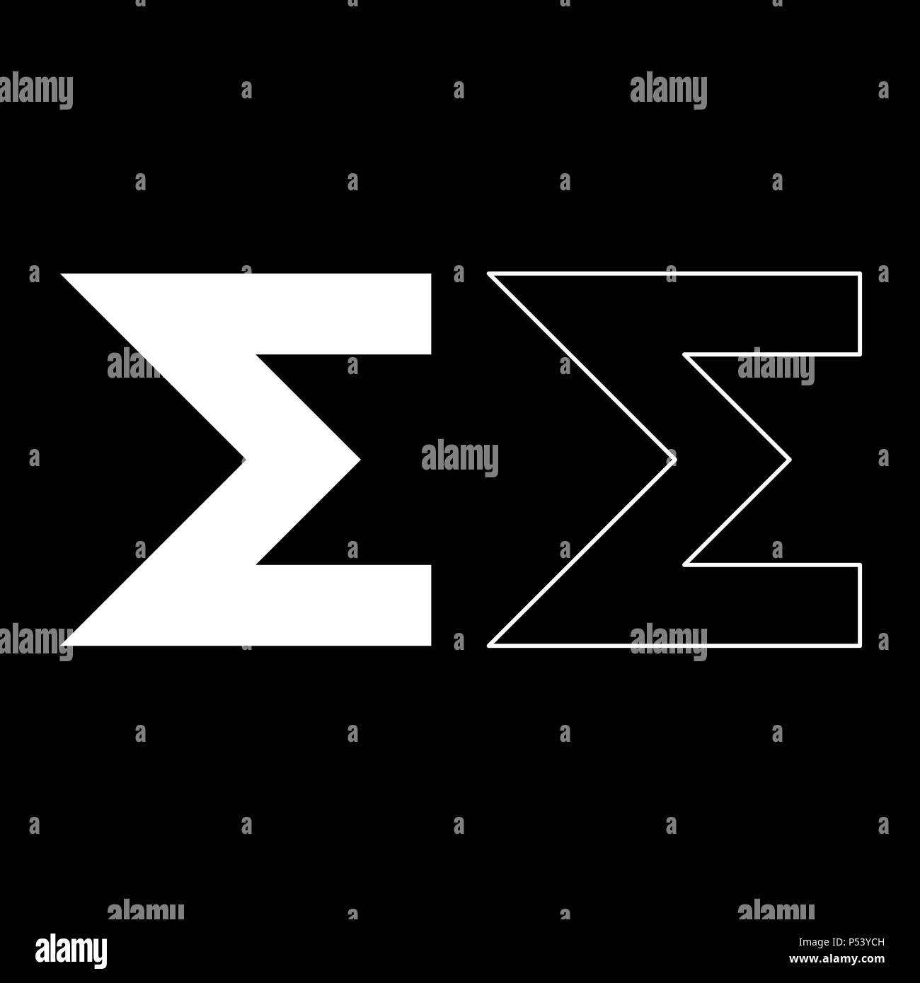 Sum symbol icon set white color vector I flat style simple image Stock ...