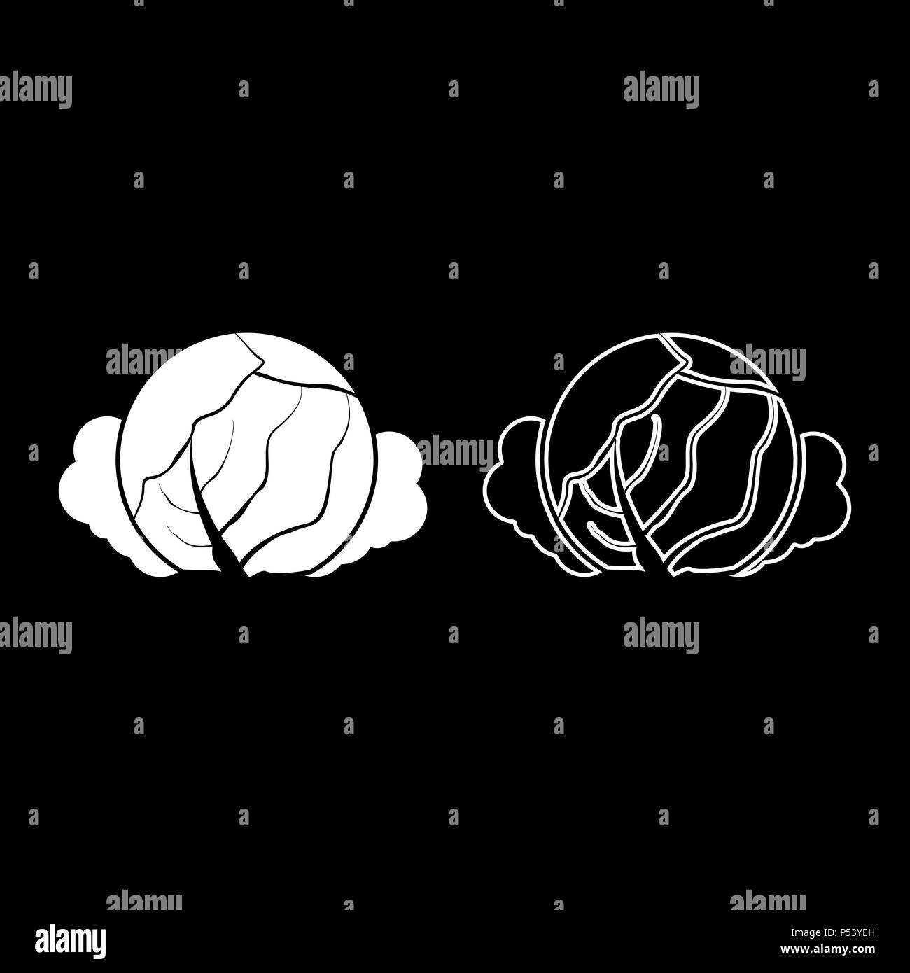 Cabbage icon set white color vector I flat style simple image Stock ...