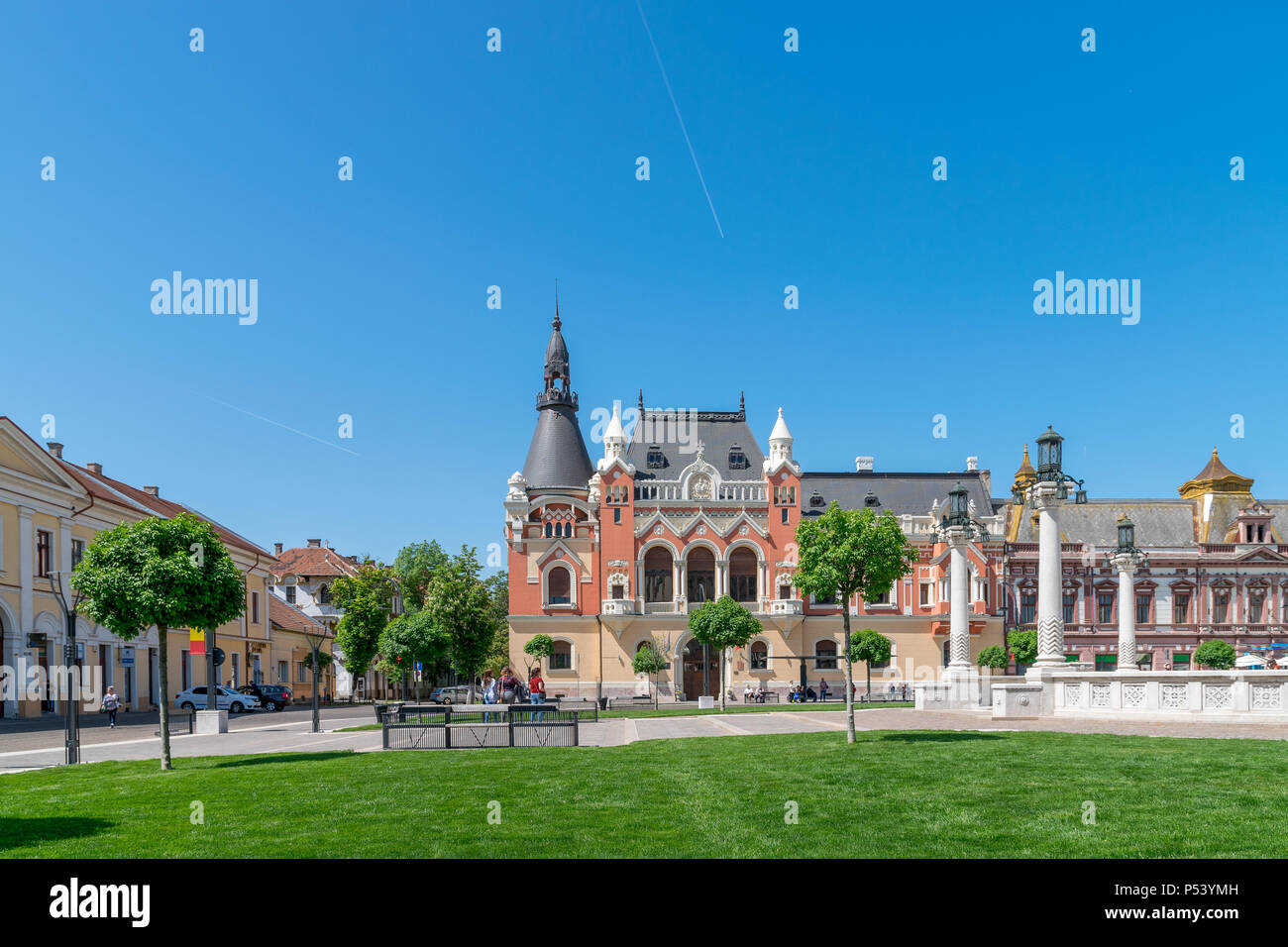 ORADEA, ROMANIA - 28 APRIL, 2018: The Greek Catholic Bishop Palace in the center of Oradea, Romania. Stock Photo