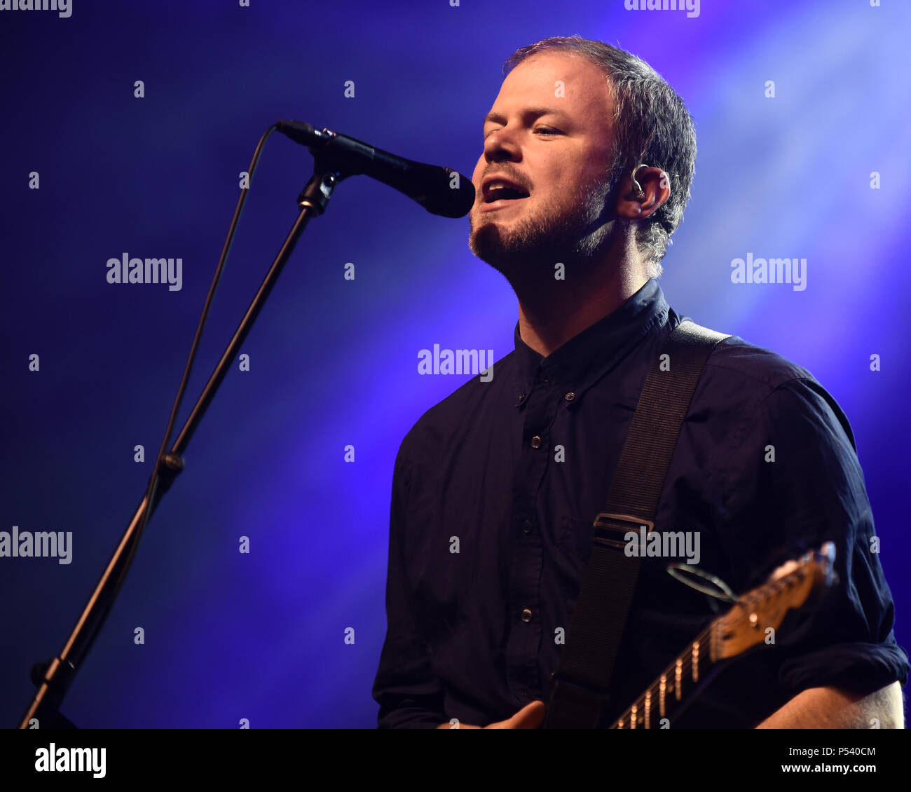 Ottawa, Canada - June, 23, 2018: Paul Murphy of Canadian Indie rock band Wintersleep performs at the Ottawa Dragon Boat Festival Stock Photo