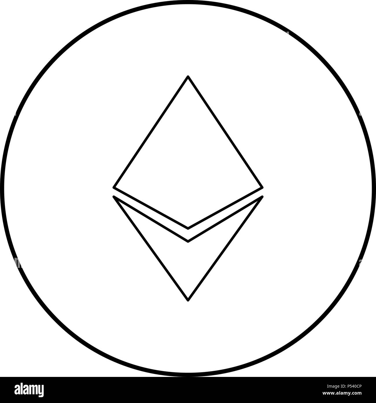 Etherium icon black color in circle round outline Stock Vector