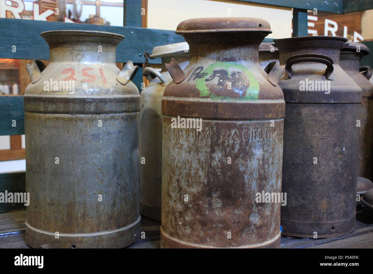 Vintage milking equipment stored in the old barn Stock Photo Alamy