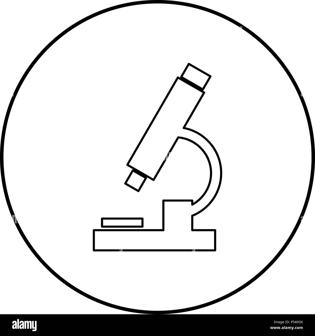 Microscope icon black color in circle round outline Stock Vector
